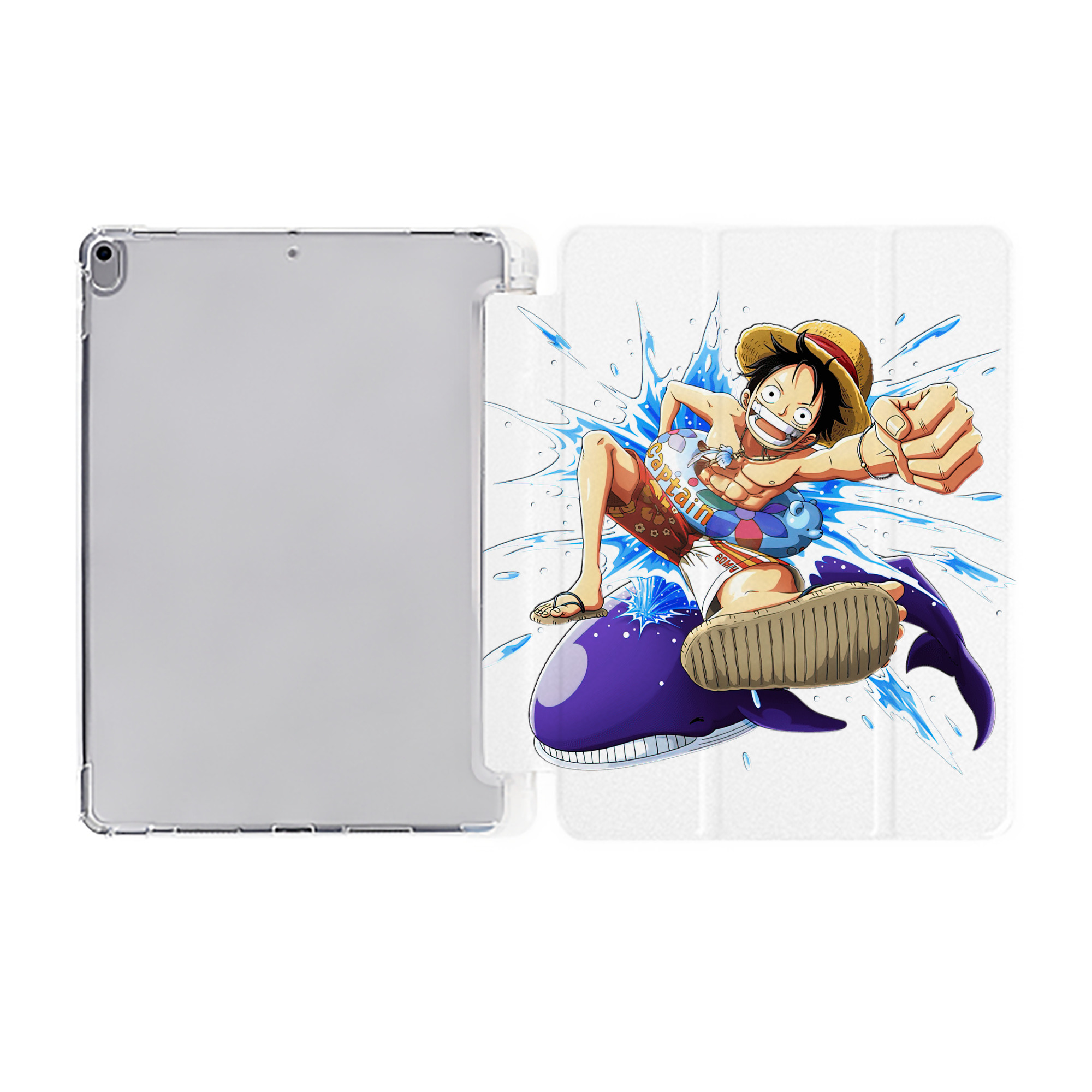 （画像用） ワンピース モンキー・D・ルフィ ONE PIECE Monkey D. Luffy IPad ケース ペン収納付き 三つ折りスタンド PUレザー×シリコン 対応機種9.5/10.5/10.9インチ